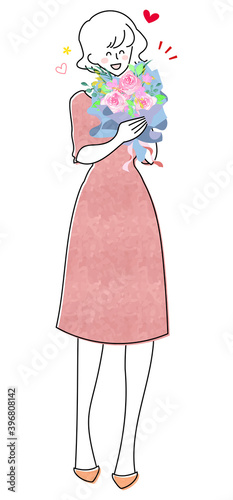 花束を持った女性