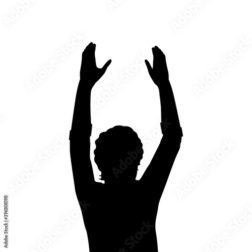 Silhouette man with your hands up closeup