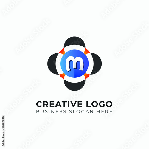 M logo mark. Colorful M letter logo template. Letter M modern gradient logo design element