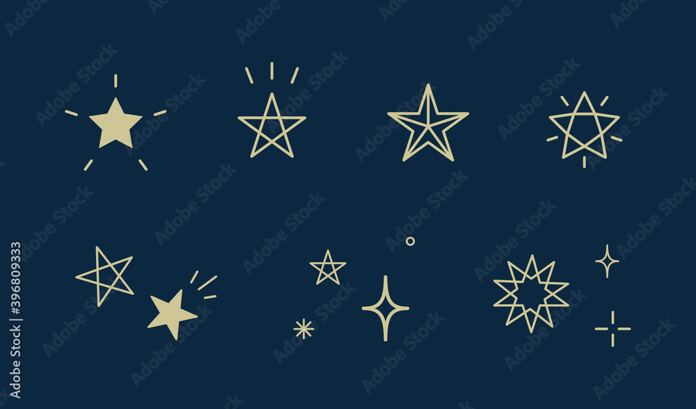 星やキラキラのアイコンのセット イラスト 光 輝き 素材 シンプル Stock Vector Adobe Stock