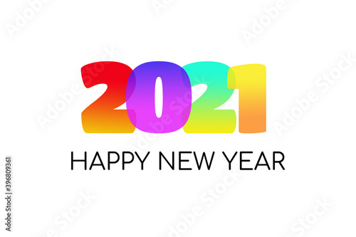 words 2021 happy new year on white background