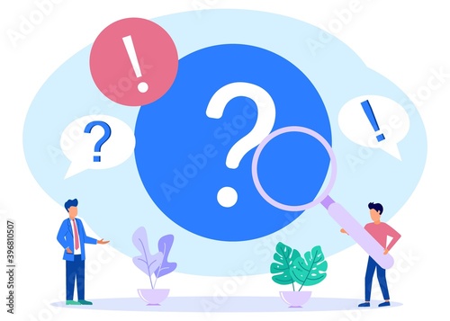 Illustration vector graphic cartoon character of questions and answers business