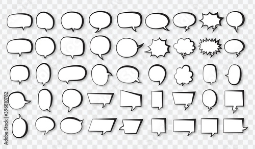 blank comic bubbles. speech bubbles and elements with shadows set  for comics book isolated on white background. vector illustration. pop art style.