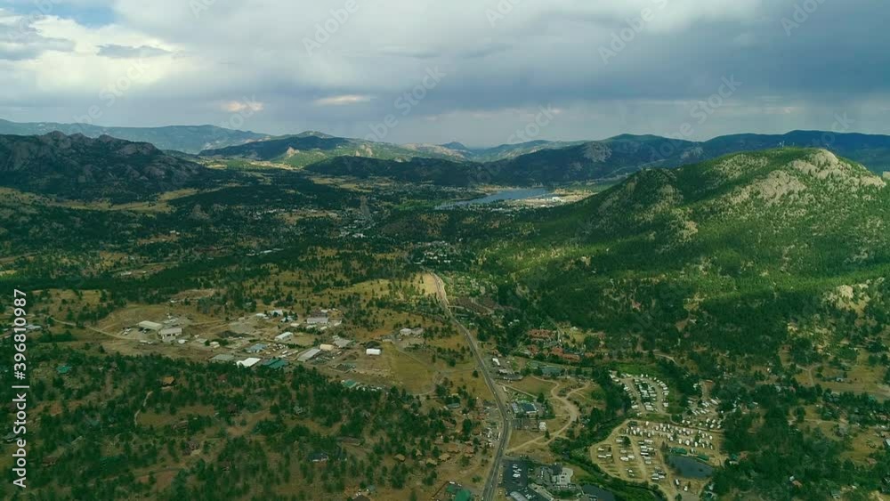 AERIAL View of tourist resort in mountain area AERIAL View of tourist resort in mountain area