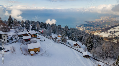 First snow on the swiss Riviera, Caux, Switzerland.  © Swissguylover