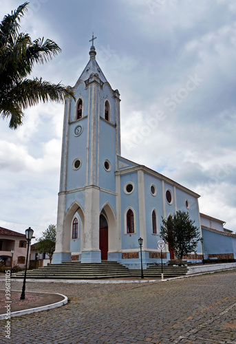 Neo-Gothic style church in the central square, Ritapolis, Brazil