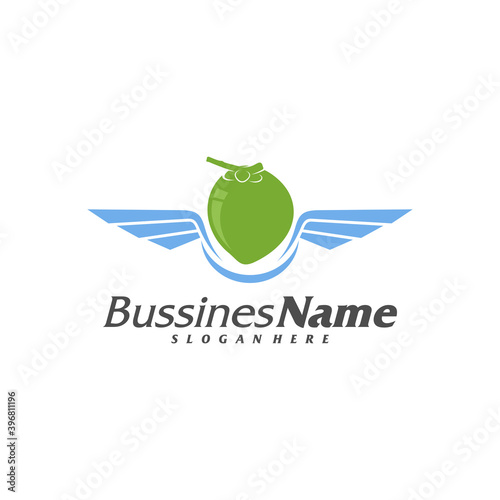 Wing Coconut logo vector template, Creative Coconut logo design concepts, Icon symbol, Illustration
