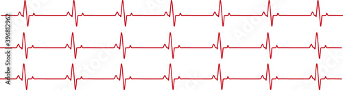 Cardiogram vector pattern. Graphic representation of the work of the heart on a white background. Medical cardiogram. Electrocardiogram. Heartbeat. Heart rhythm.