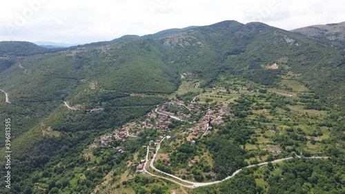 Aerial view of Village of Oreshets at  Rhodope Mountains, Plovdiv Region, Bulgaria photo