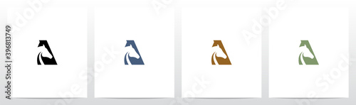 Horse On Letter Logo Design A