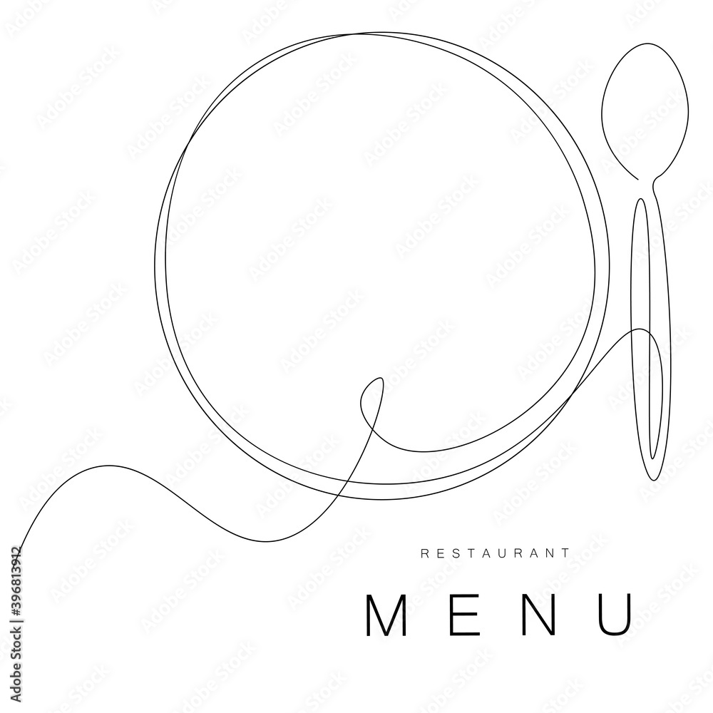 Menu restaurant background with plate and spoon. Vector illustration Menu restaurant background with plate and spoon. Vector illustration