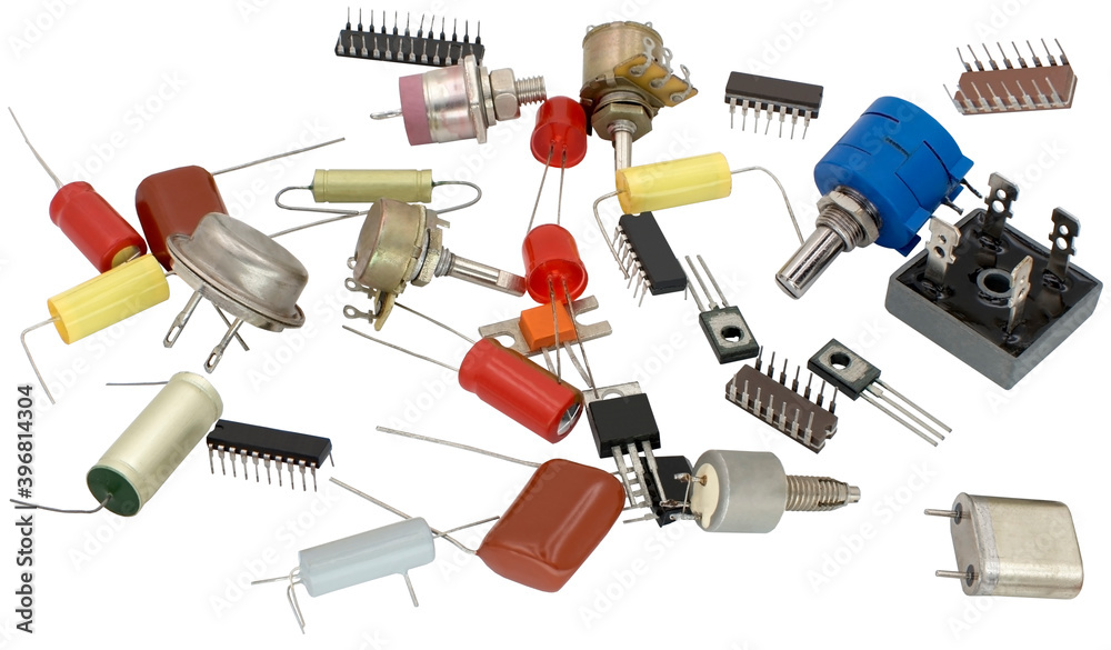 Radio components on white Radio components on white