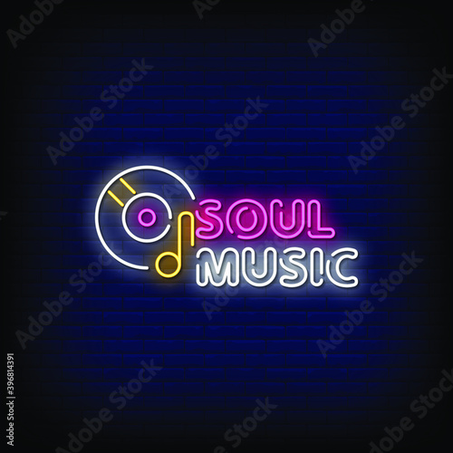 Soul Music Neon Signs Vector