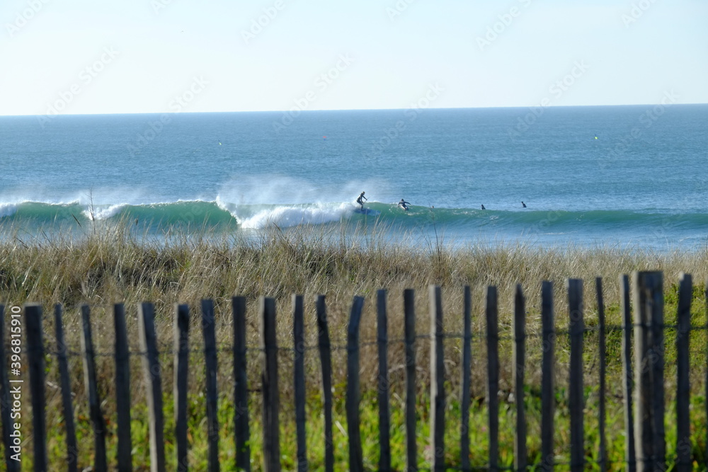 Some big waves in the end of the month of november 2020, in the west of France. The beach of la Govelle at Batz sur mer.