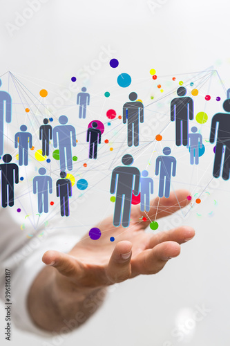 Business people silhouettes network team