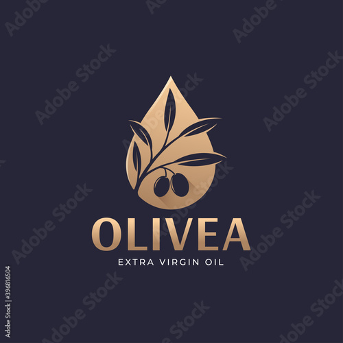 Dripping olive branch oil logo