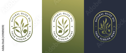 olive oil label logo badge design