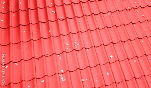 Red tile modern modular roof texture for background or design