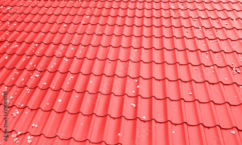 Red tile modern modular roof texture for background or design