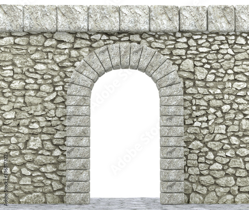 Fototapeta Naklejka Na Ścianę i Meble -  Arch in a stone wall 3d rendering