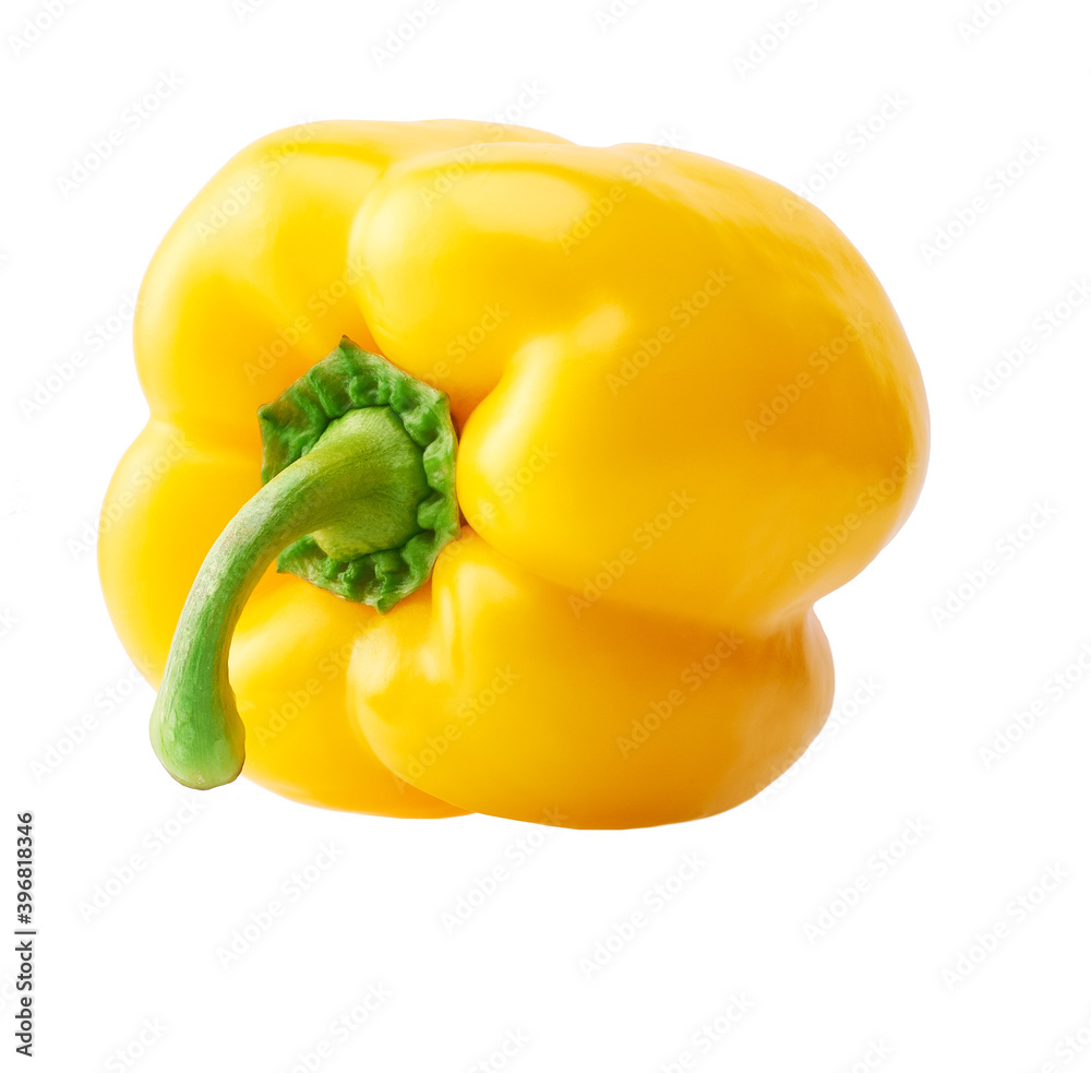 Fresh yellow bell pepper isolated on white background. Clipping Path. Fresh yellow bell pepper isolated on white background. Clipping Path.