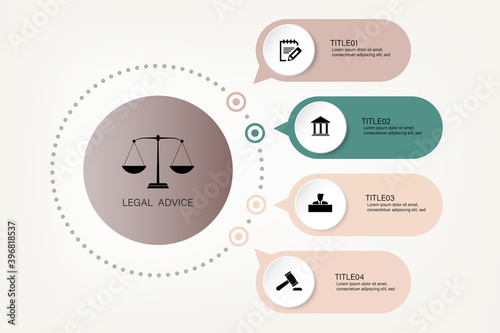 Law information for justice law verdict case legal gavel wooden hammer crime court auction symbol. infographic
