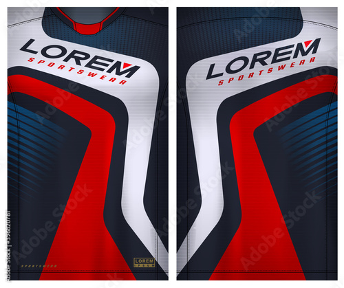 Fabric textile for Sport t-shirt ,Soccer jersey mockup for football club. uniform front and back view.
