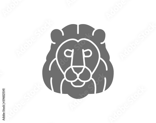 Fototapeta Naklejka Na Ścianę i Meble -  Vector lion, wild cat head grey icon.