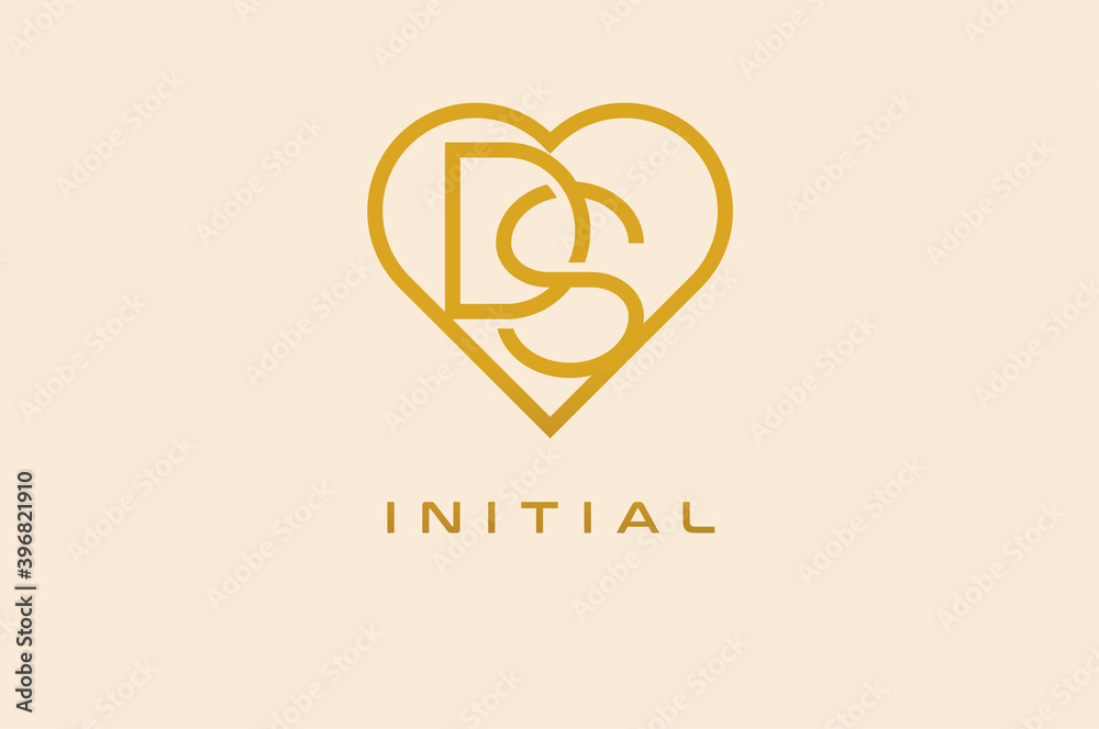 Abstract initials D and S logo, gold colour line style heart and letter combination, usable for brand, card and invitation, logo design template element,vector illustration-01 Abstract initials D and S logo, gold colour line style heart and letter combination, usable for brand, card and invitation, logo design template element,vector illustration-01