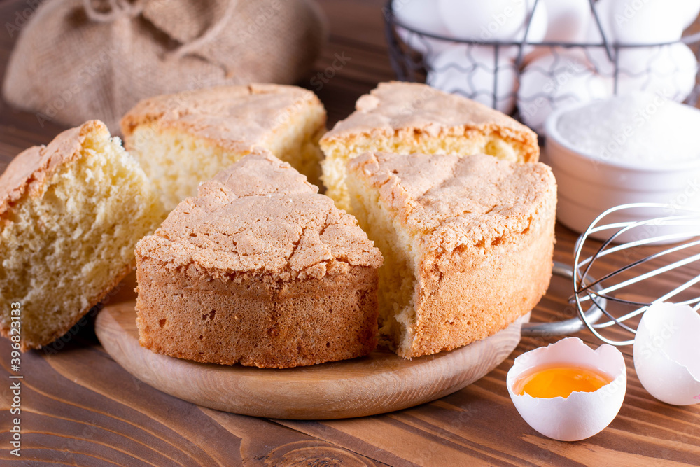 Fresh sponge cake. Chiffon biscuit for cake Fresh sponge cake. Chiffon biscuit for cake