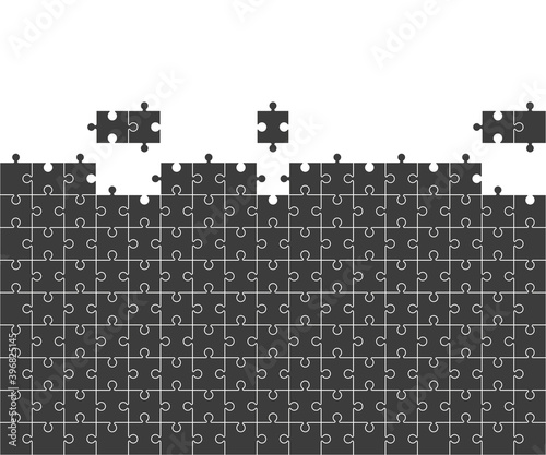 Jigsaw Puzzle, putting the pieces. Vector illustration.
