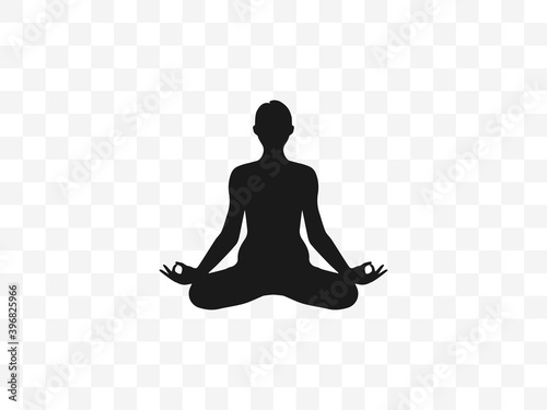 Lotus position, yoga on transparent background. Vector illustration.