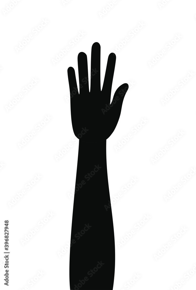 silhouette of one arm with hand silhouette of one arm with hand