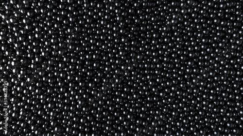 Black shine balls background. Glossy spheres fill the volume. Luxury Black caviar flow. 3D render illustration. photo