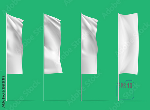 White banner flags. Realistic mockups