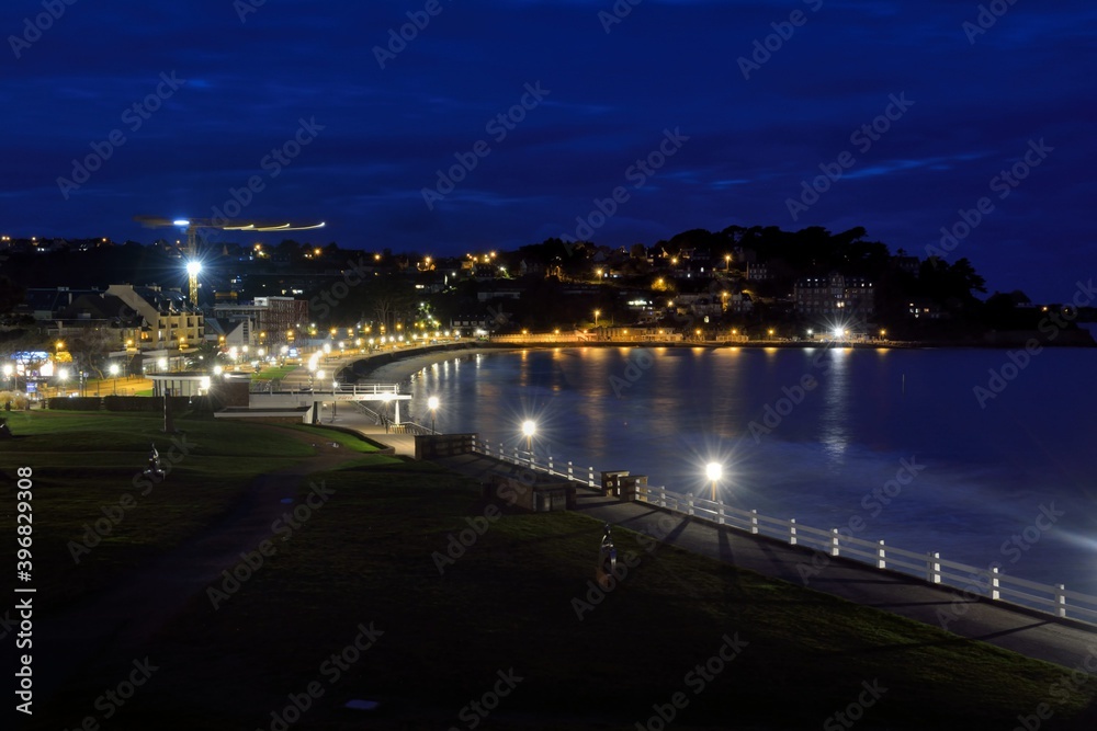 The Trestraou beach of Perros-Guirec in the night