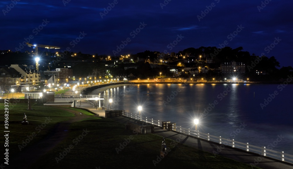 The Trestraou beach of Perros-Guirec in the night