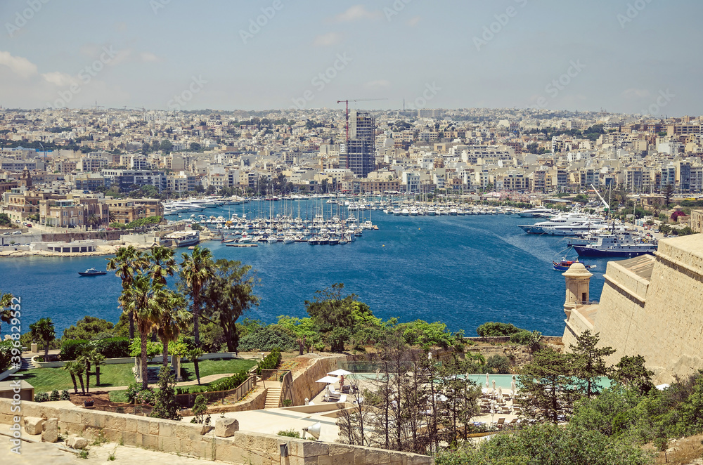 Aerial view on port of Valletta, Malta