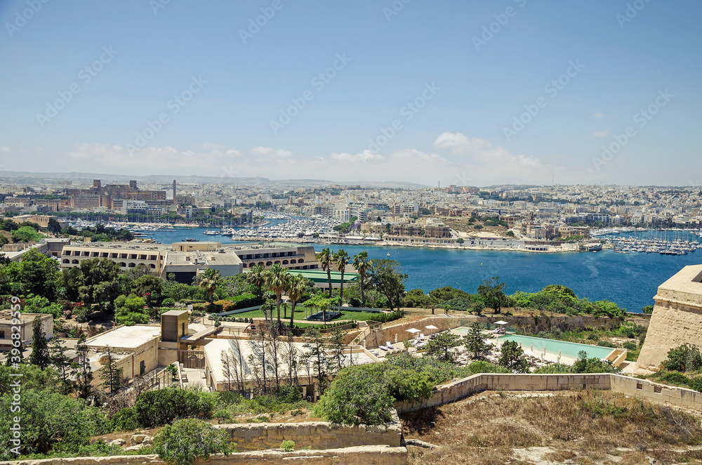 Aerial view on port of Valletta, Malta