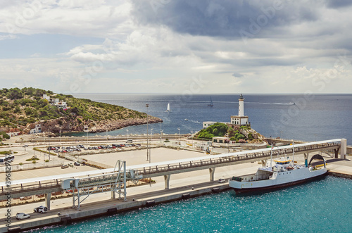 Lighthouse of the port of Ibiza, Spain photo