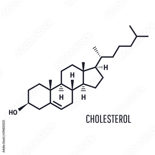 Cholesterol molecule. Cholesterol is biosynthesized by all animal cells and is an essential structural component of animal cell membranes.