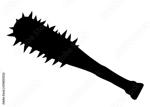 Baseball bat with spikes for combat.