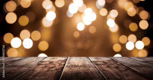 Wooden holiday empty table,...