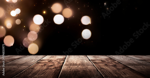 Wooden holiday empty table,...