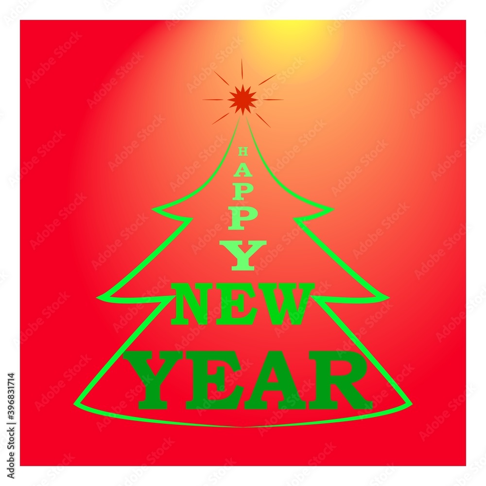 Silhouette design green spruce on color background Silhouette design green spruce on color background