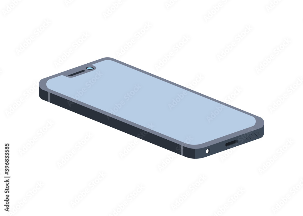 smartphone with blue screen on white background