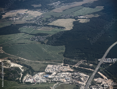   Domodedovo airport. View of the surrounding villages of the airport from an airplane photo