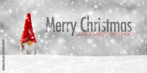 Weihanchtskarte mit Kleinem Weihanchtsmann im Schnee