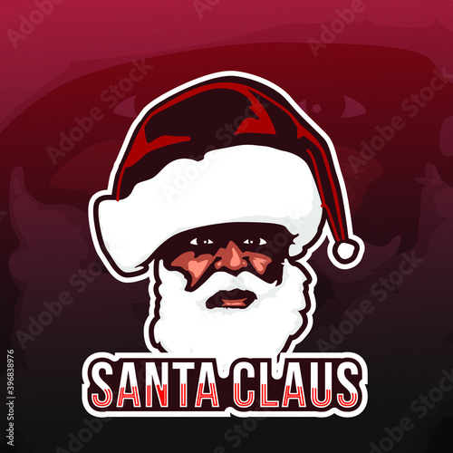 santa claus head icon for christmas theme esport team logo vector illustration 
