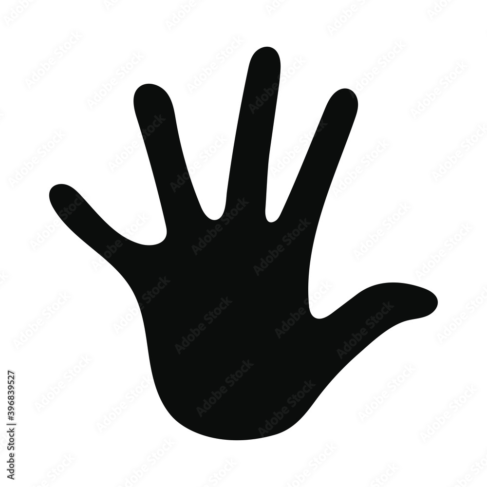 black silhouette with one hand and five fingers black silhouette with one hand and five fingers